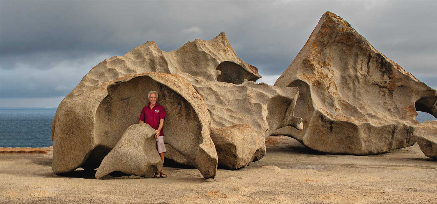 Bob at Remarkable Rocks on Kangaroo Island.