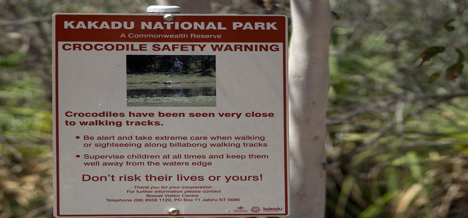 Crocodile saftey warning sign in Kakadu